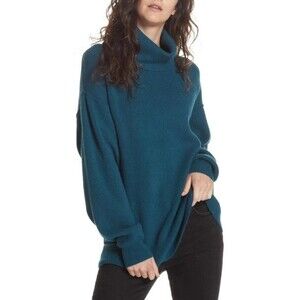 Free People Softly Structured Knit Tunic Sweater Oversized In Deep Jade Size XS